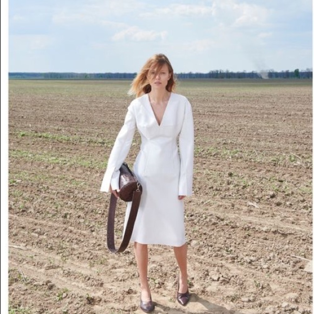 BEVZA Long Sleeve Semi-Fitted Dress